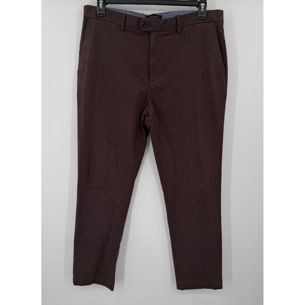 Banana Republic Slim Tapered Fit Trousers Mens 35x32 Brown Textured Chinos